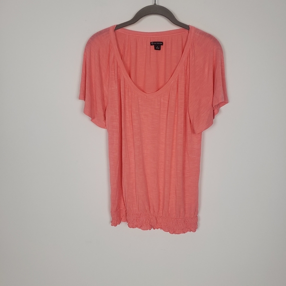 new directions Tops - New Directions Peach Flutter Sleeve T-Shirt